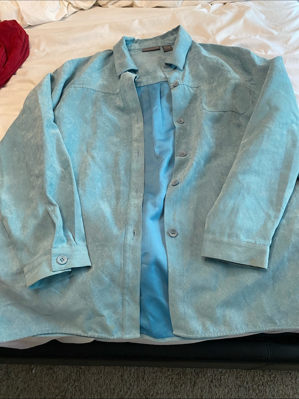 Relativity Aqua Teal Suede Button-Front Shirt Jacket